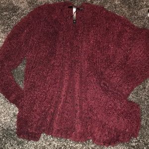Fuzzy red cardigan